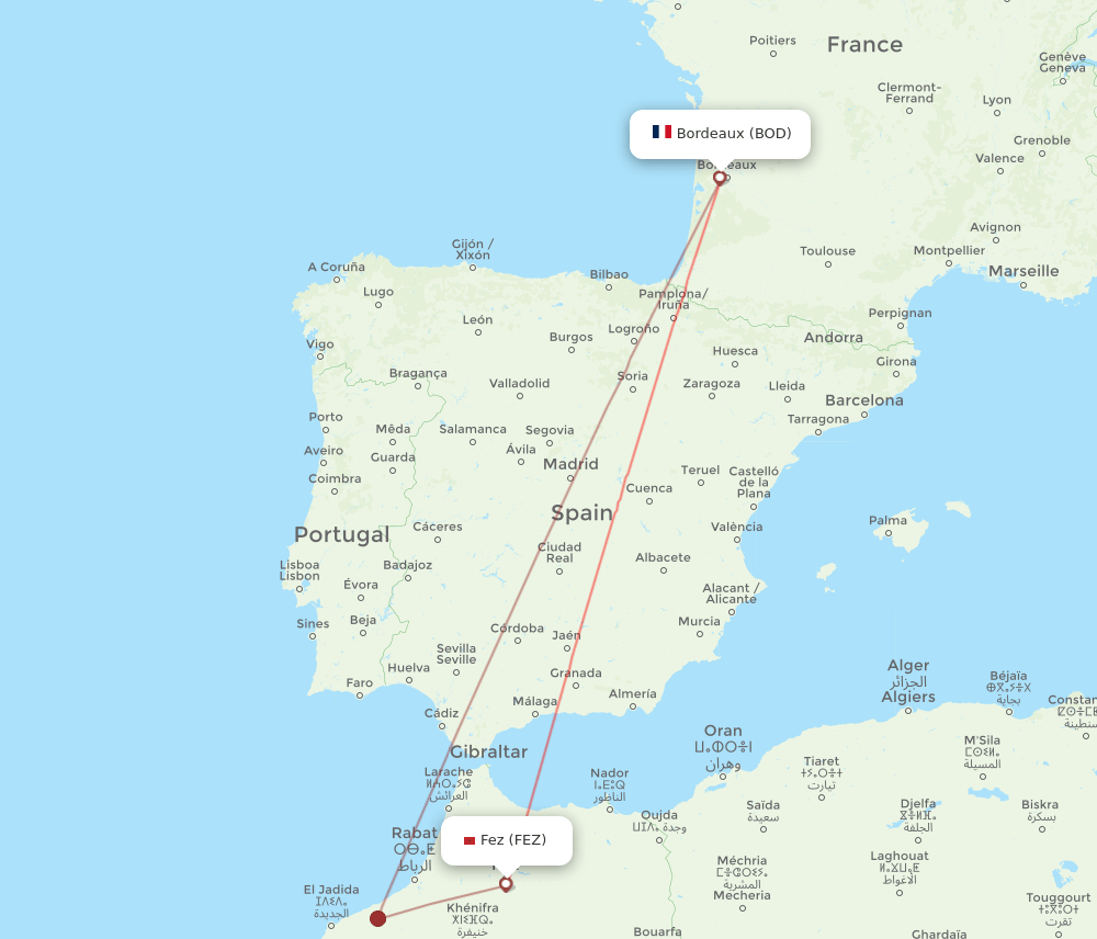 BOD-FEZ flight routes