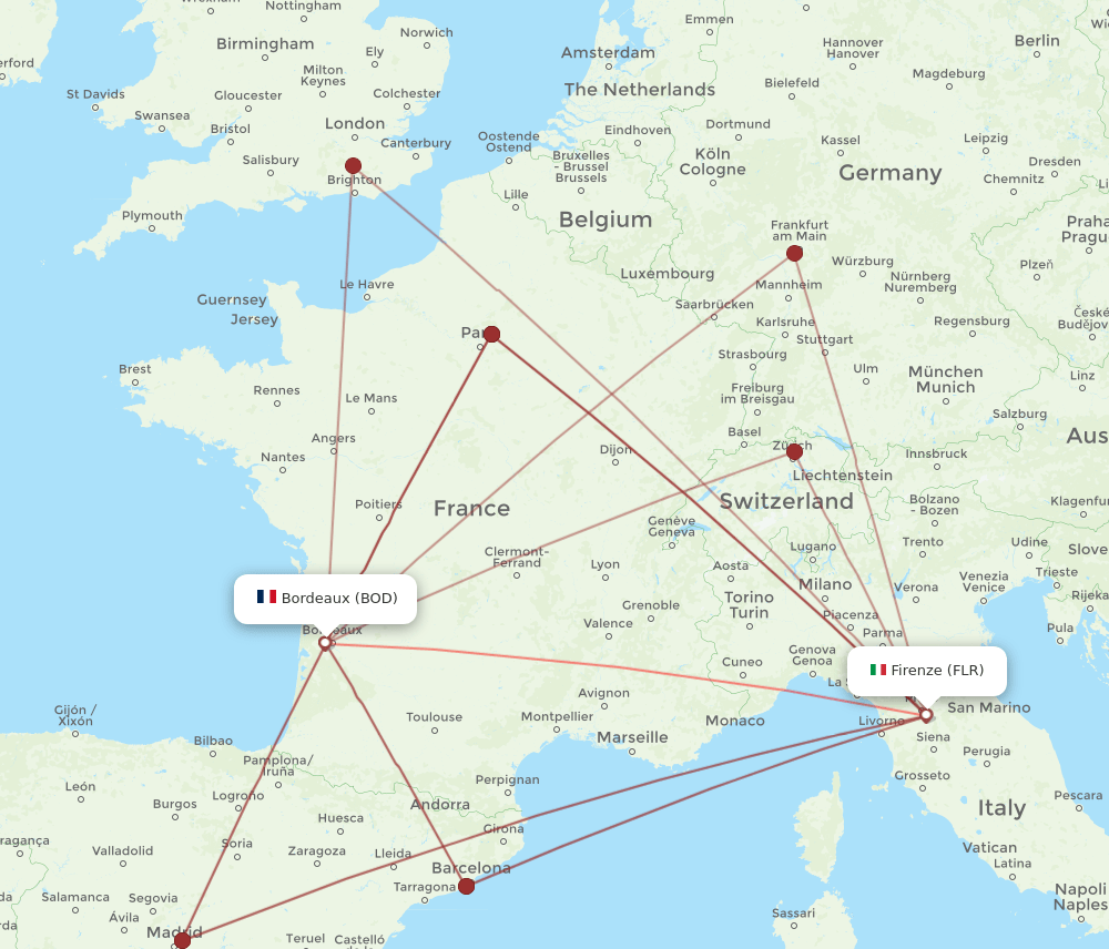 BOD-FLR flight routes