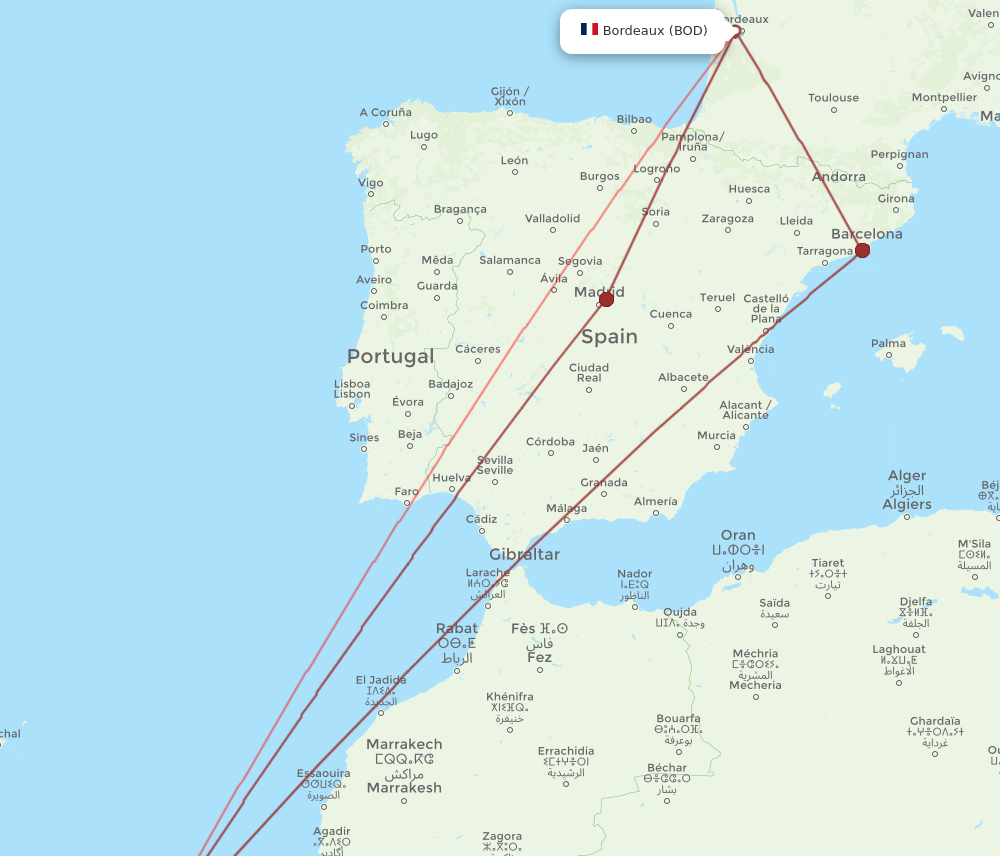 BOD-FUE flight routes