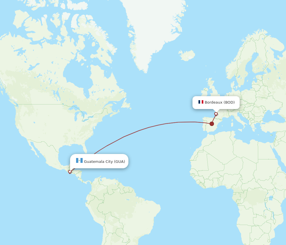 BOD-GUA flight routes