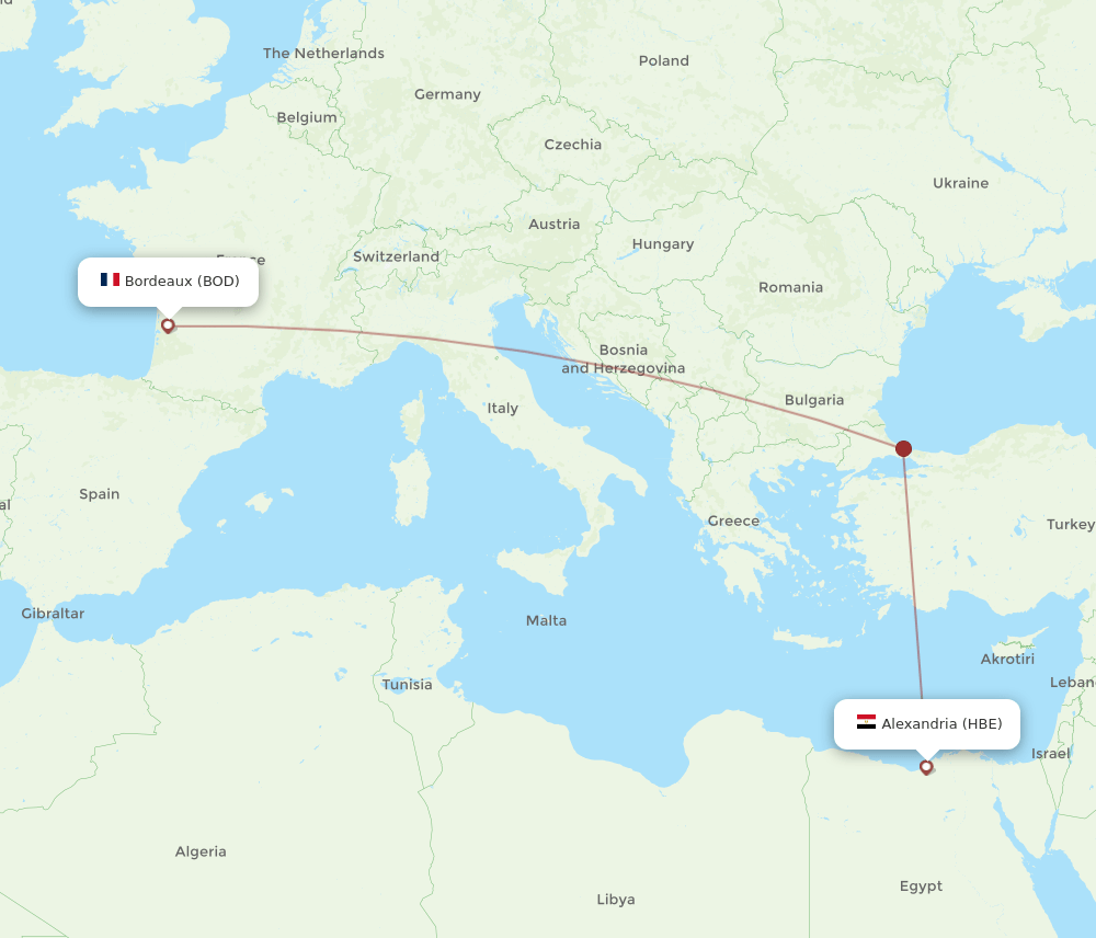 BOD-HBE flight routes