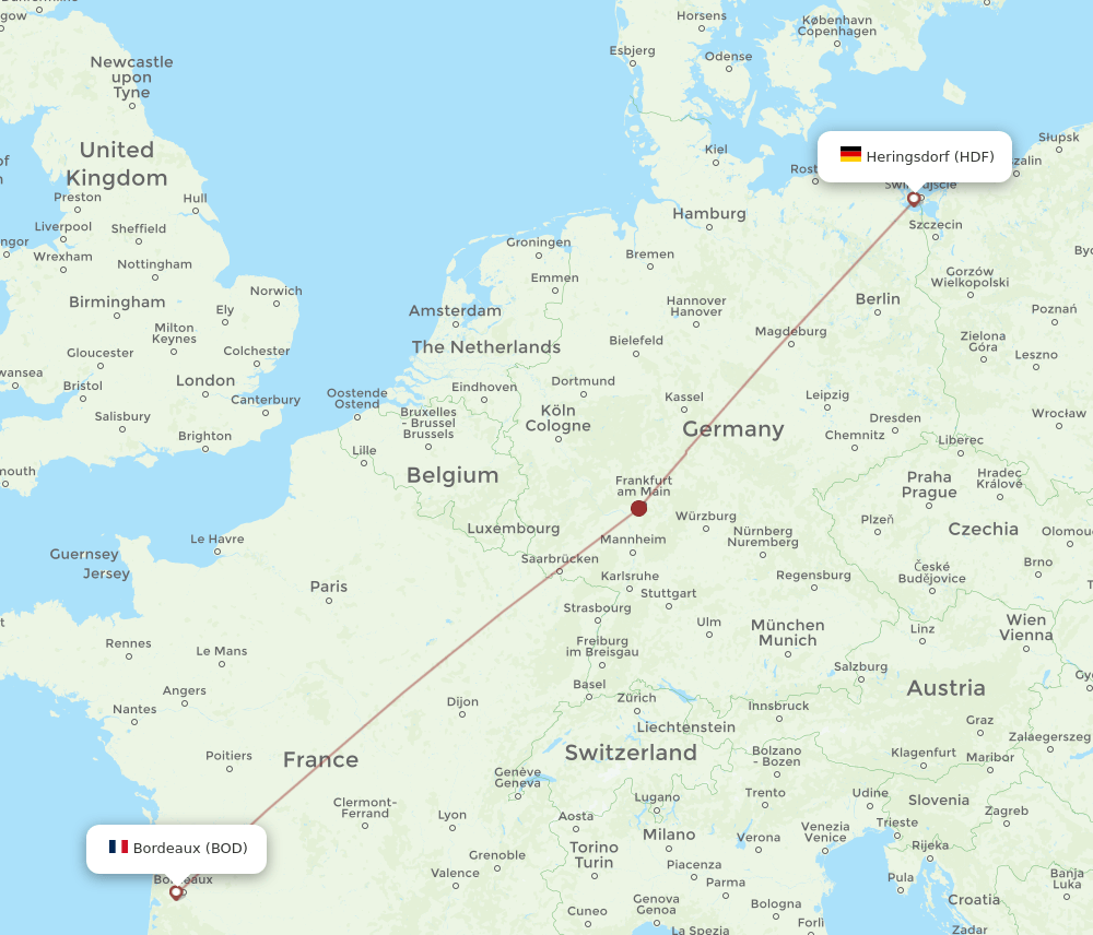 BOD-HDF flight routes