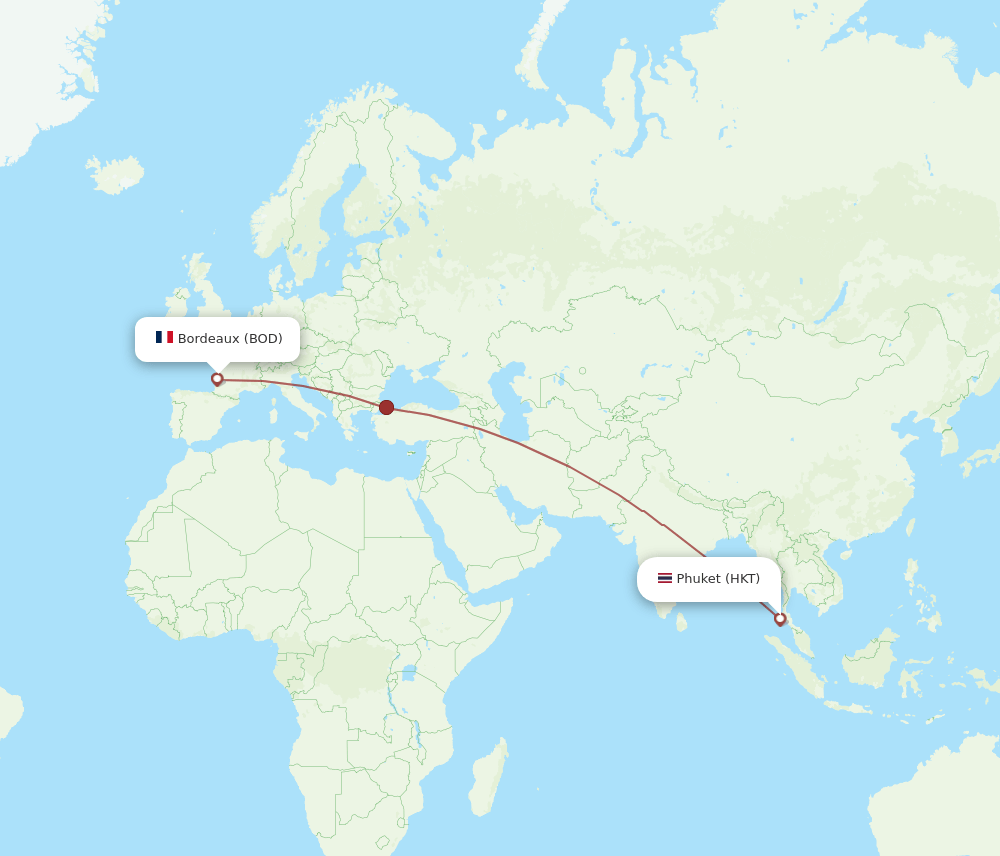 BOD-HKT flight routes