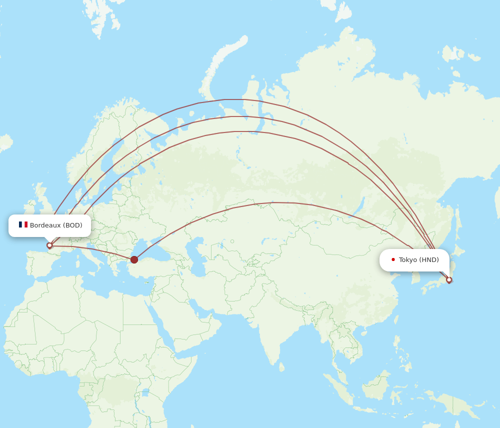BOD-HND flight routes