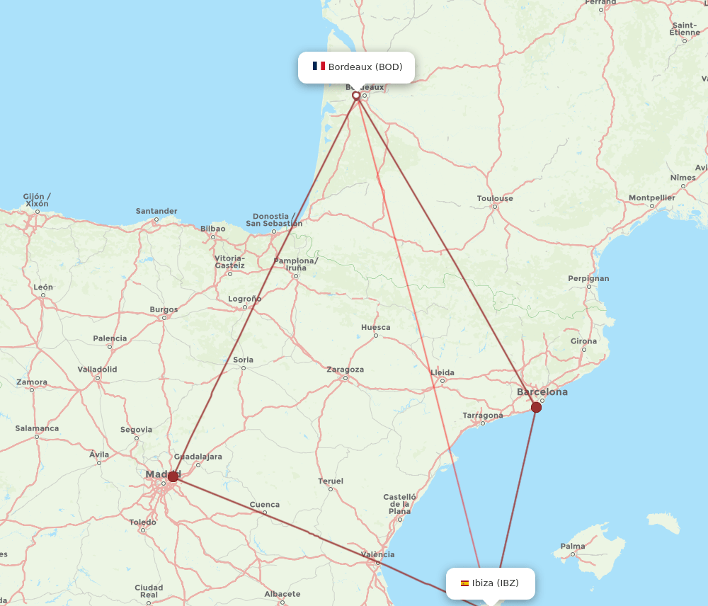 BOD-IBZ flight routes