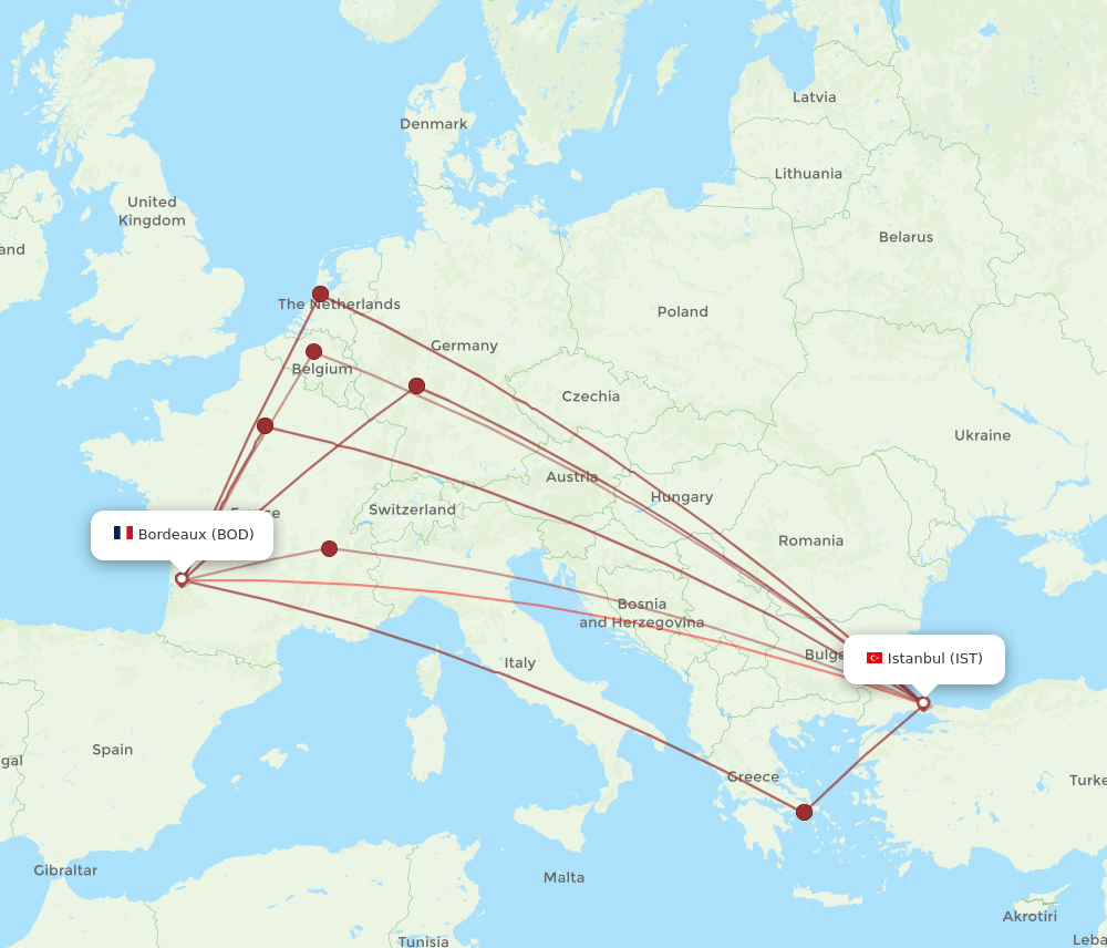 BOD-IST flight routes