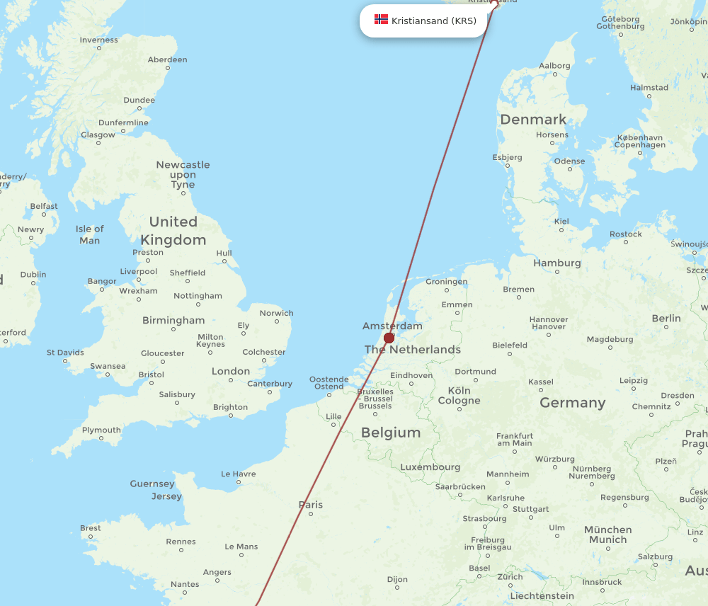BOD-KRS flight routes