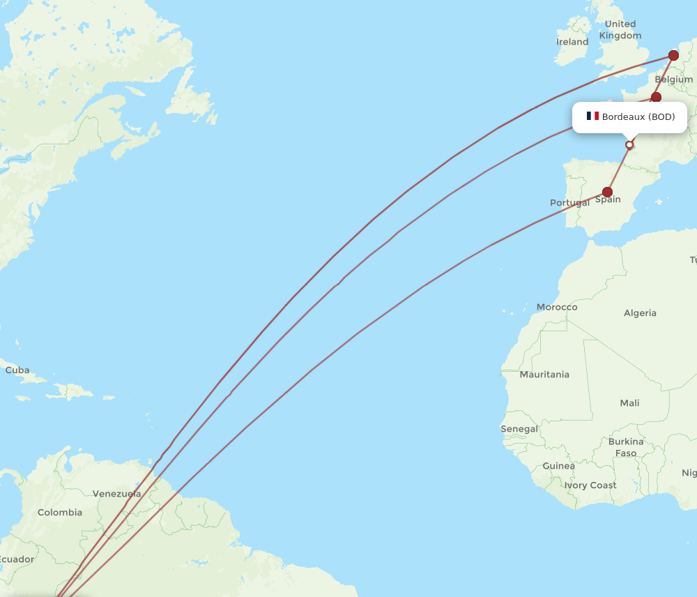 BOD-LIM flight routes