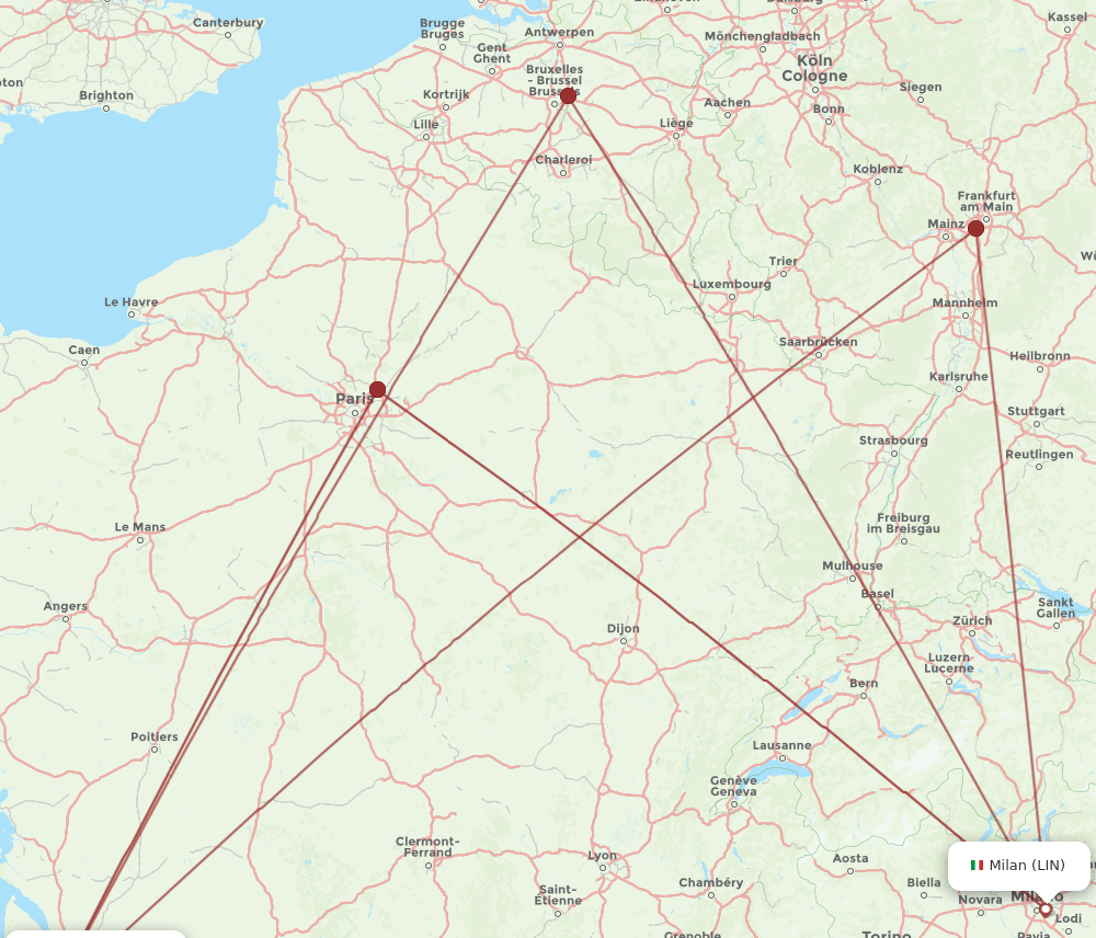 BOD to LIN flights and routes map
