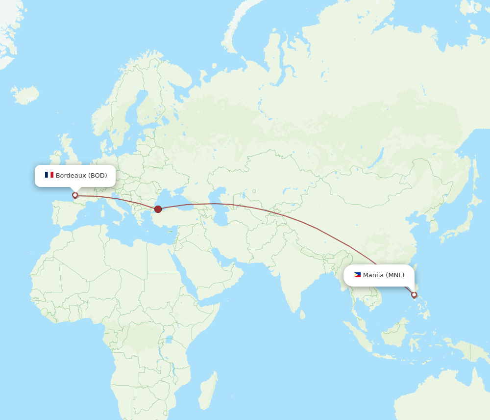 BOD-MNL flight routes