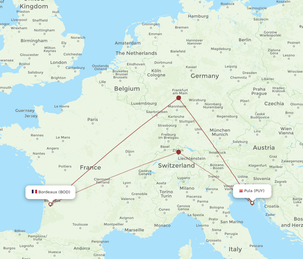 BOD-PUY flight routes