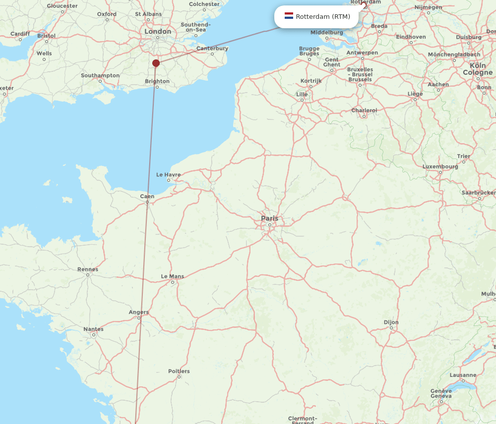 BOD-RTM flight routes