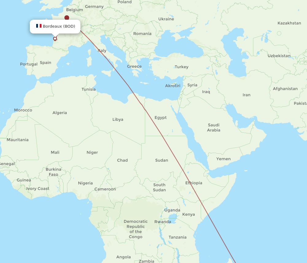 BOD-RUN flight routes