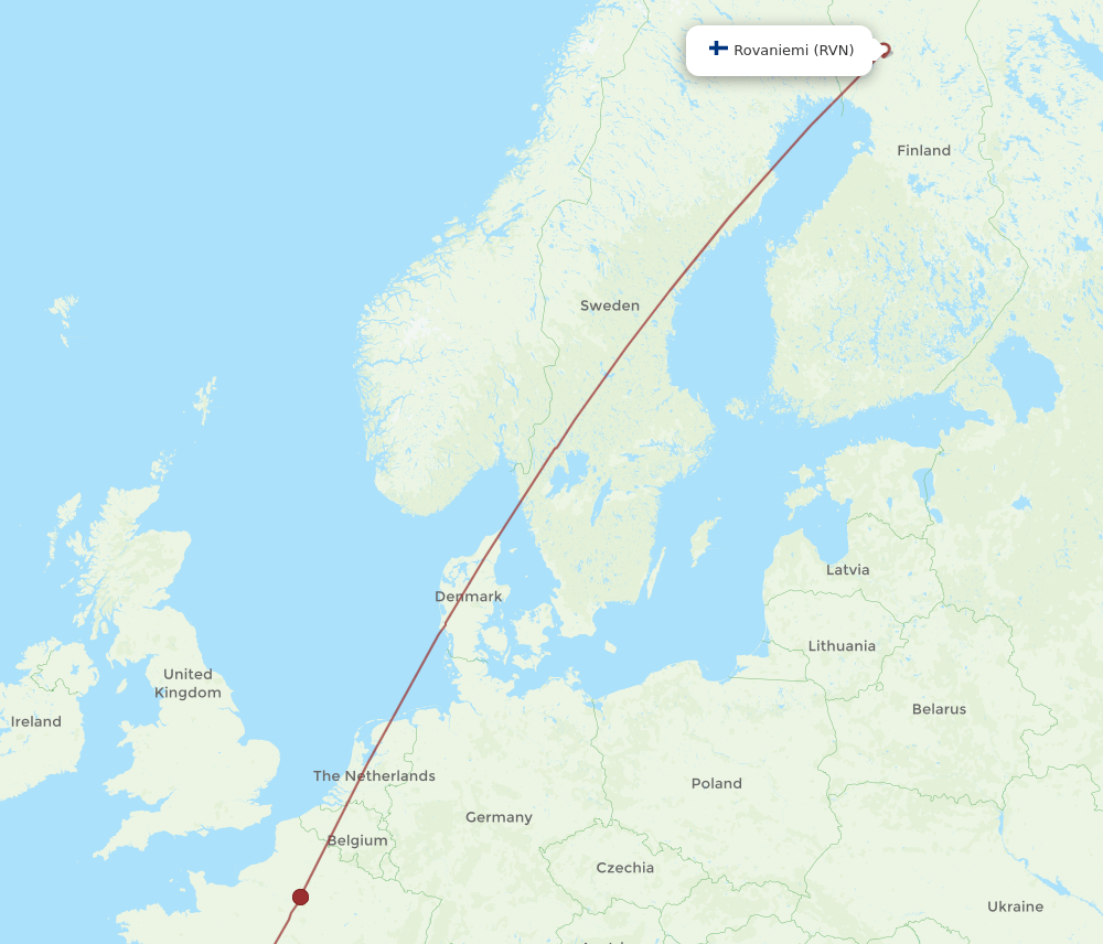 BOD-RVN flight routes