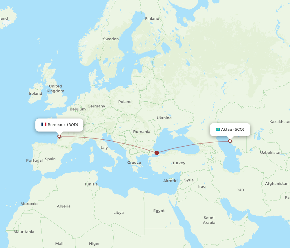 BOD-SCO flight routes