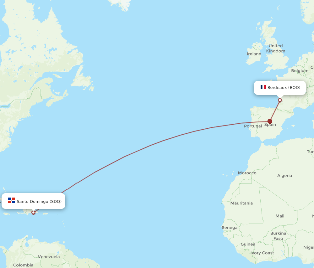 BOD-SDQ flight routes