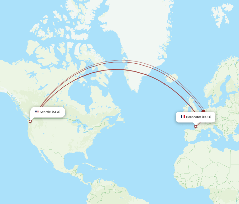 BOD-SEA flight routes