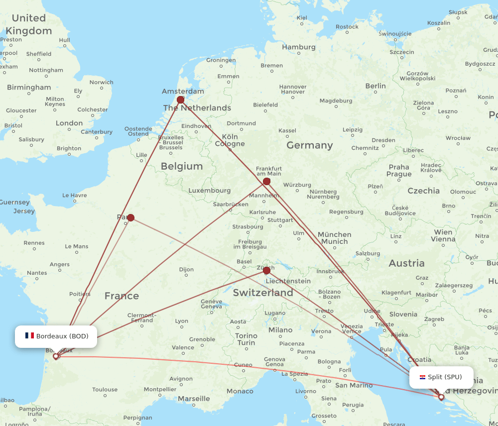 BOD-SPU flight routes