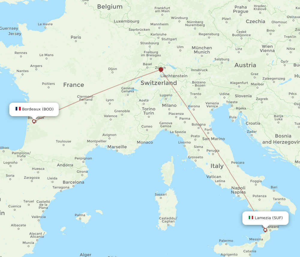 BOD-SUF flight routes