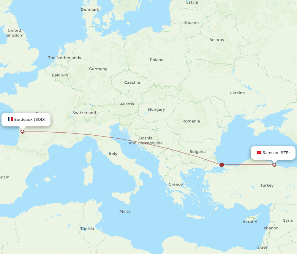 BOD-SZF flight routes