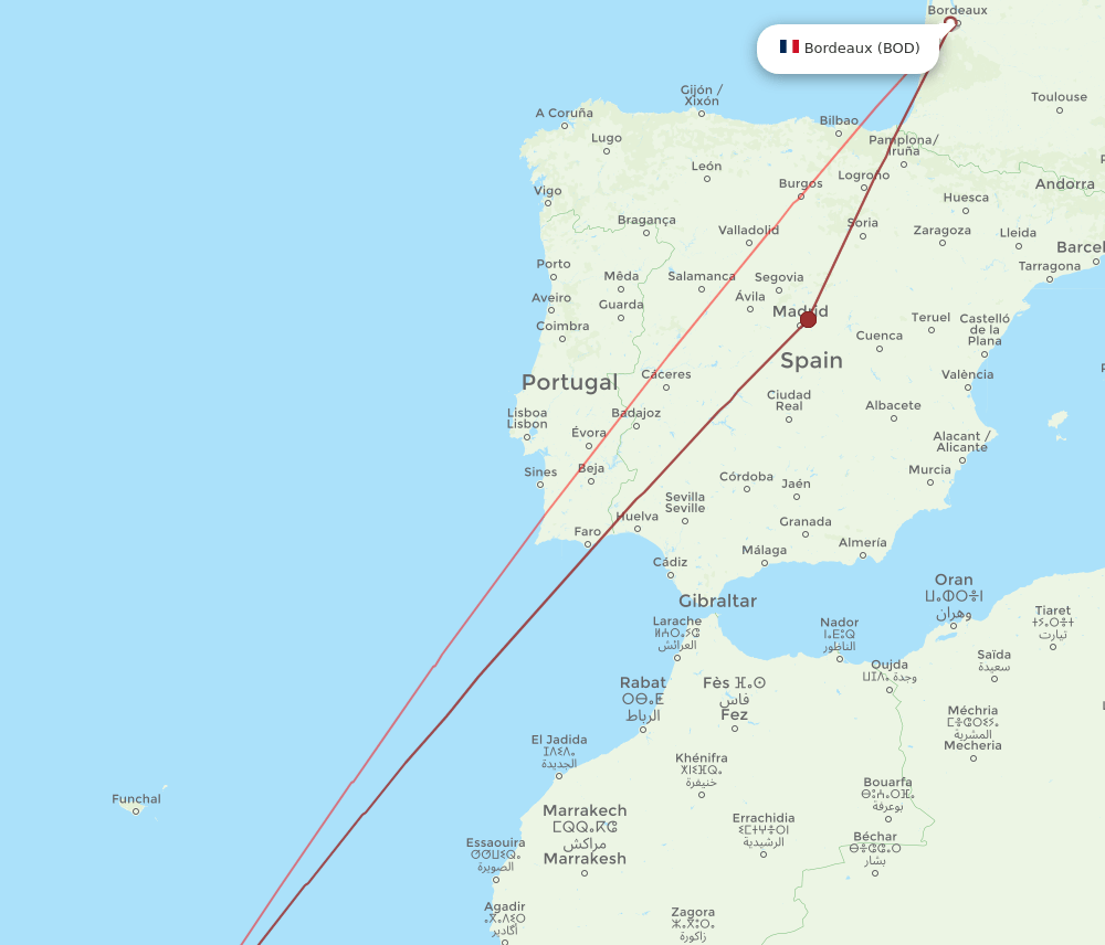 BOD-TFS flight routes