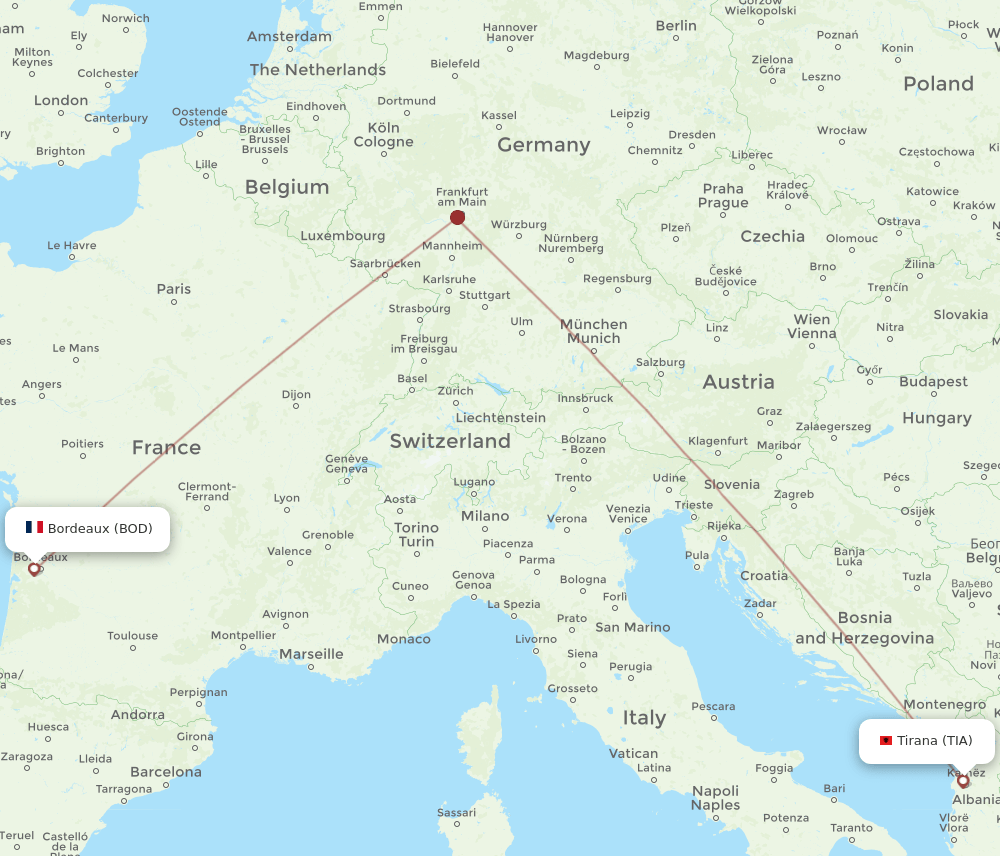 BOD-TIA flight routes