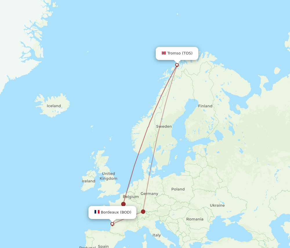 BOD-TOS flight routes