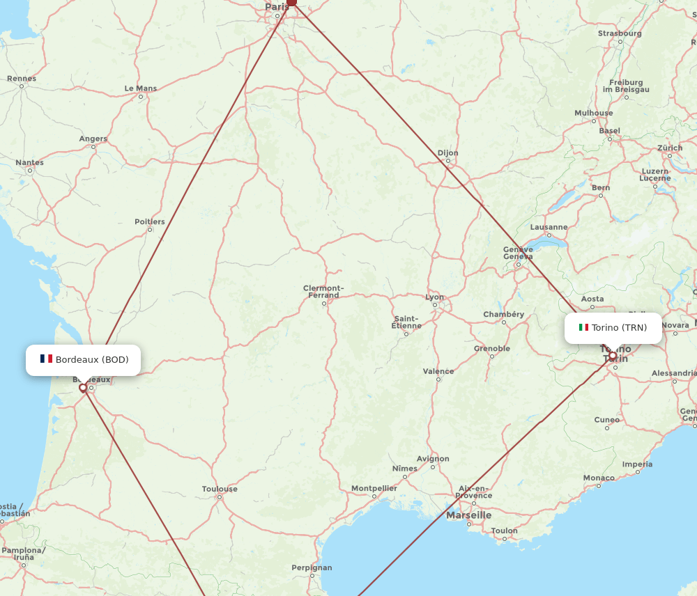 BOD-TRN flight routes