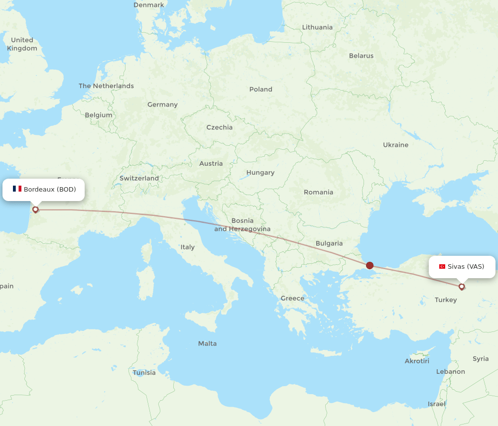 BOD-VAS flight routes