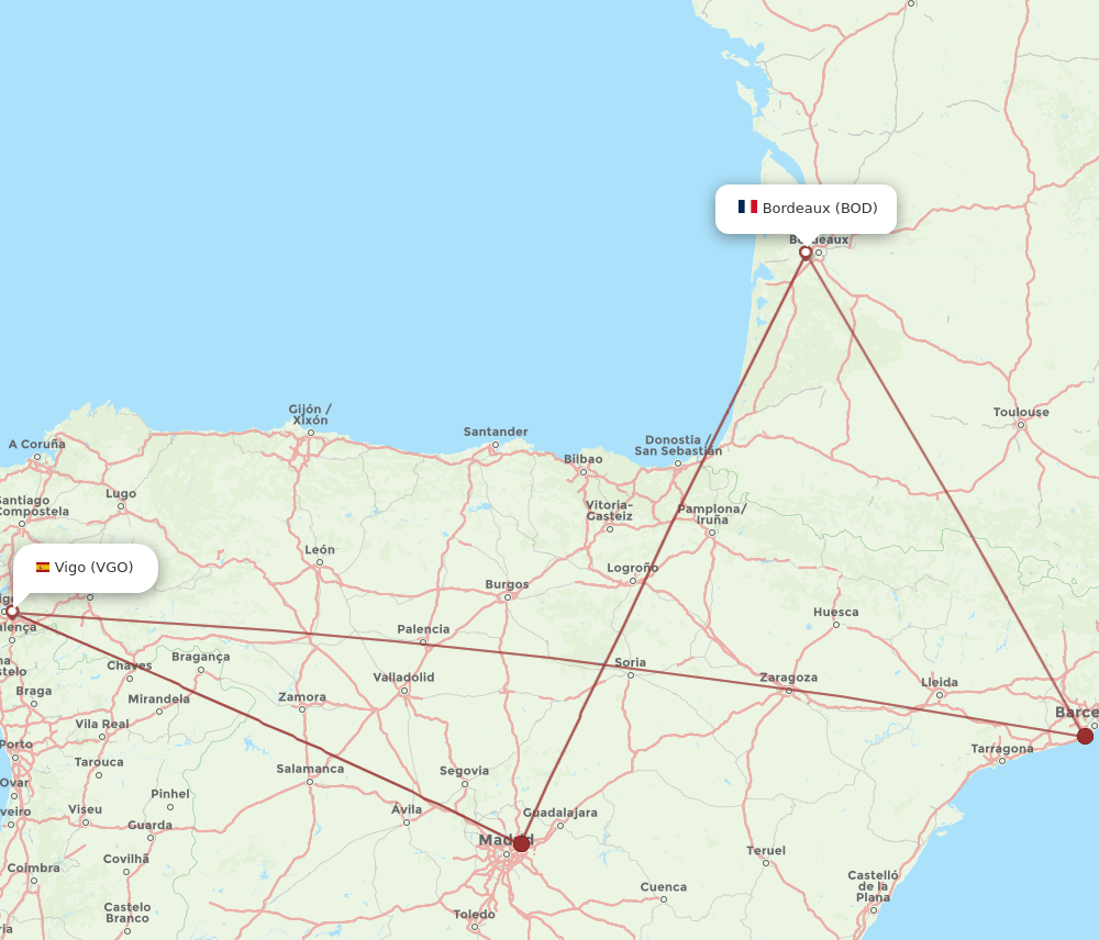 BOD-VGO flight routes