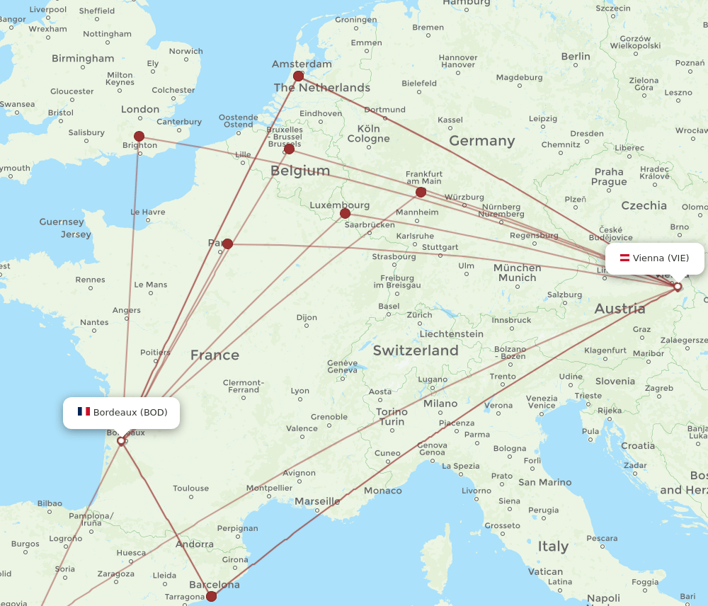 BOD-VIE flight routes