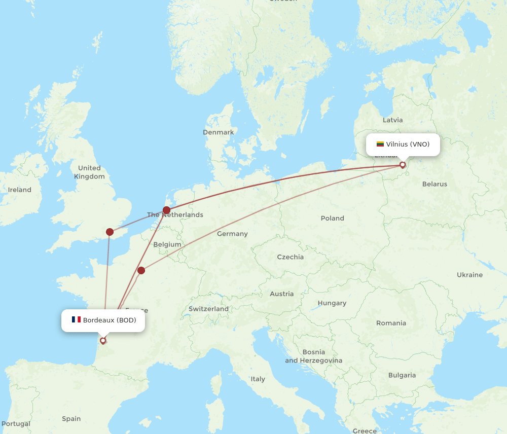 BOD-VNO flight routes