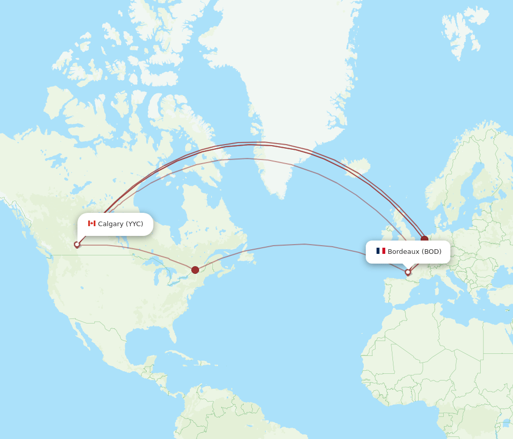 BOD-YYC flight routes