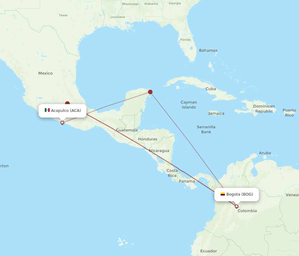 BOG to ACA flights and routes map