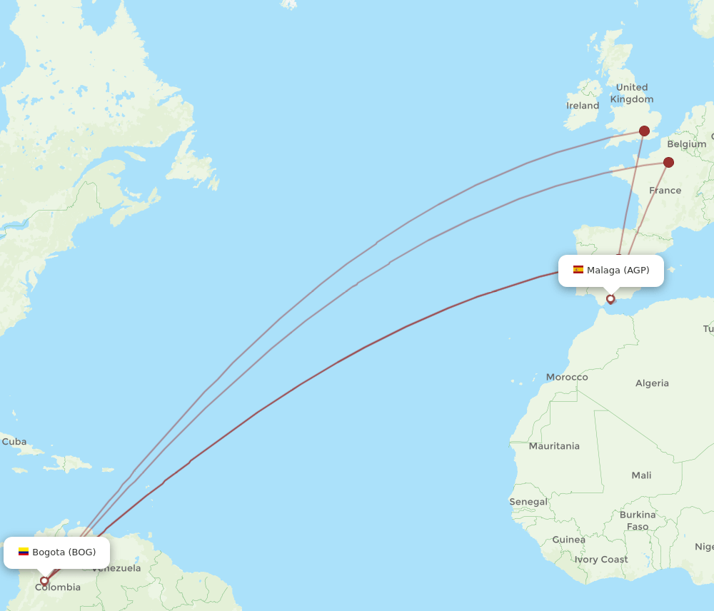 BOG-AGP flight routes