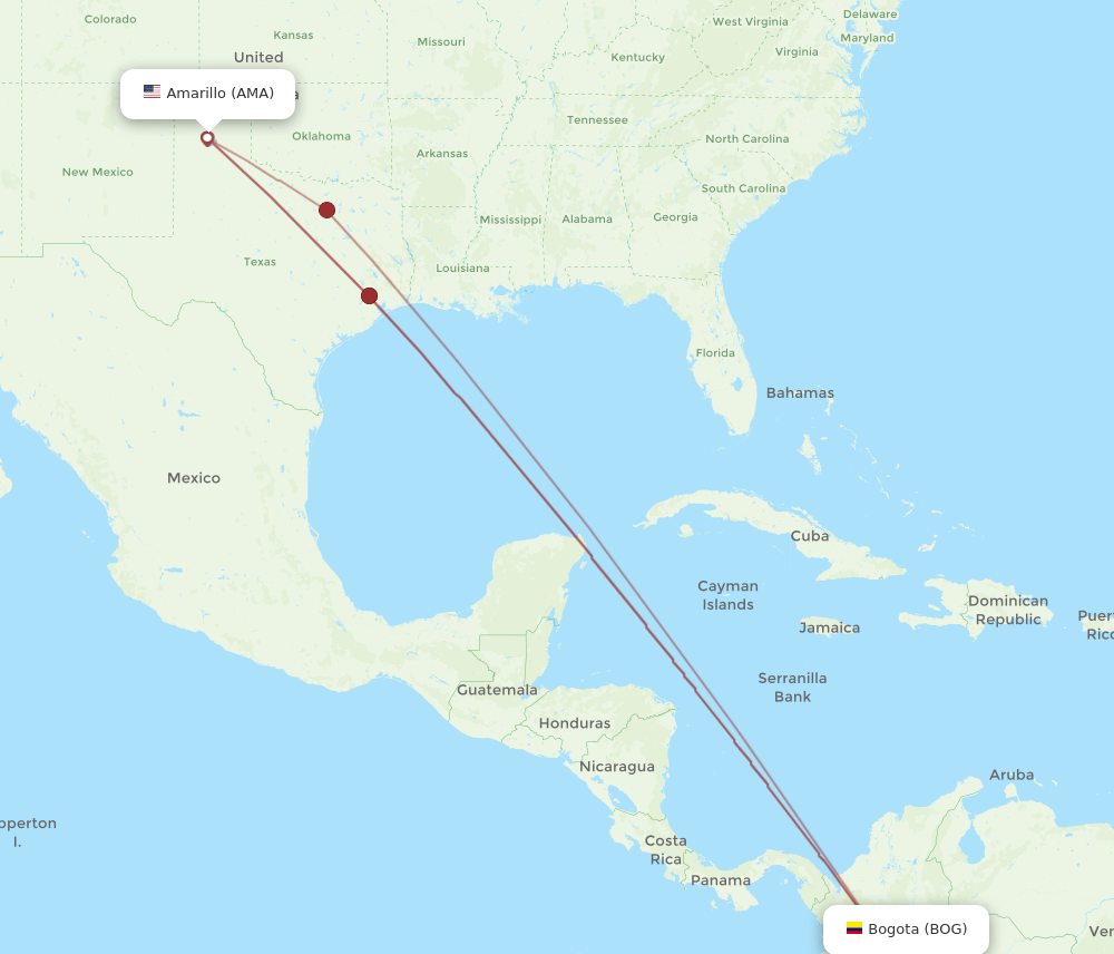 BOG-AMA flight routes