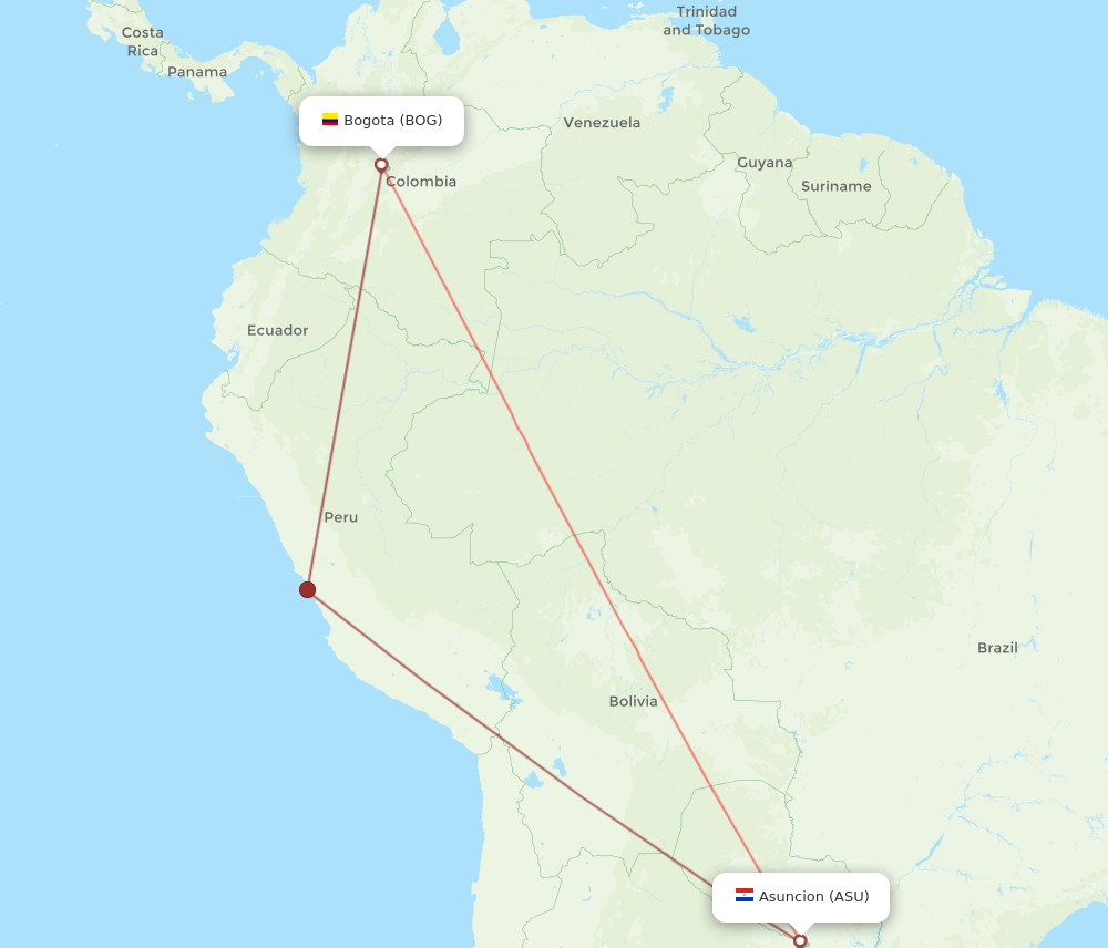 BOG-ASU flight routes