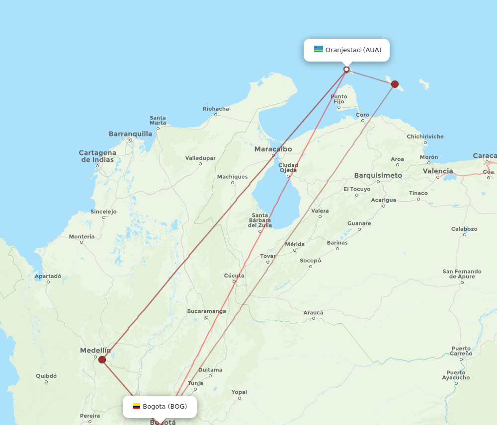 BOG-AUA flight routes