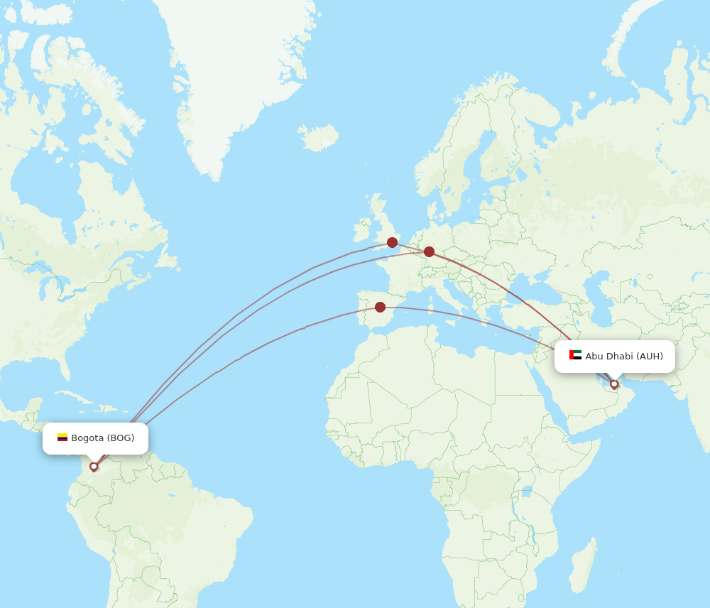 BOG-AUH flight routes