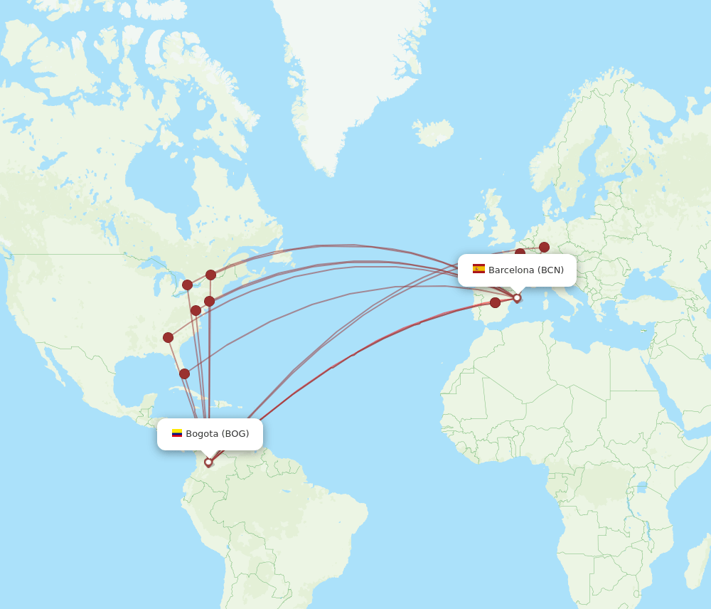 BOG-BCN flight routes