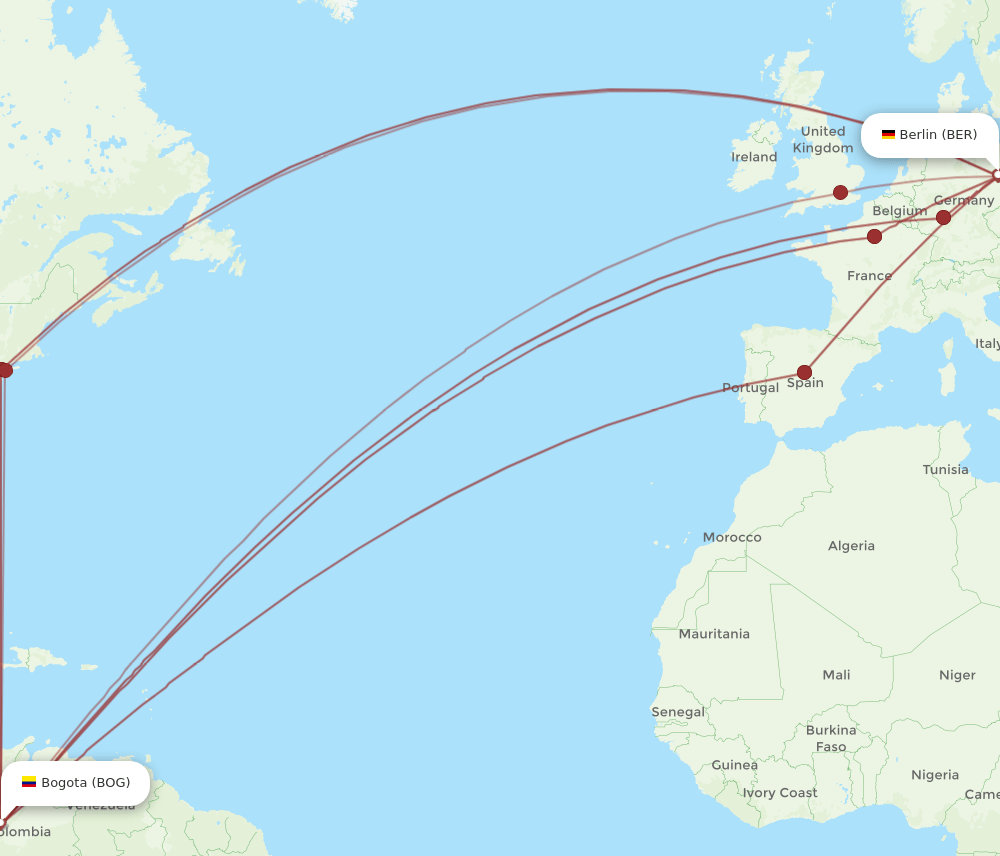 BOG-BER flight routes