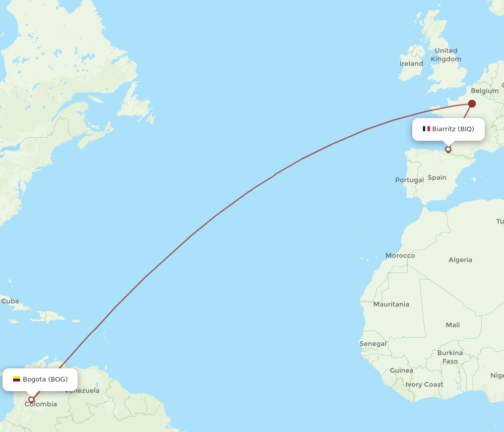 BOG-BIQ flight routes