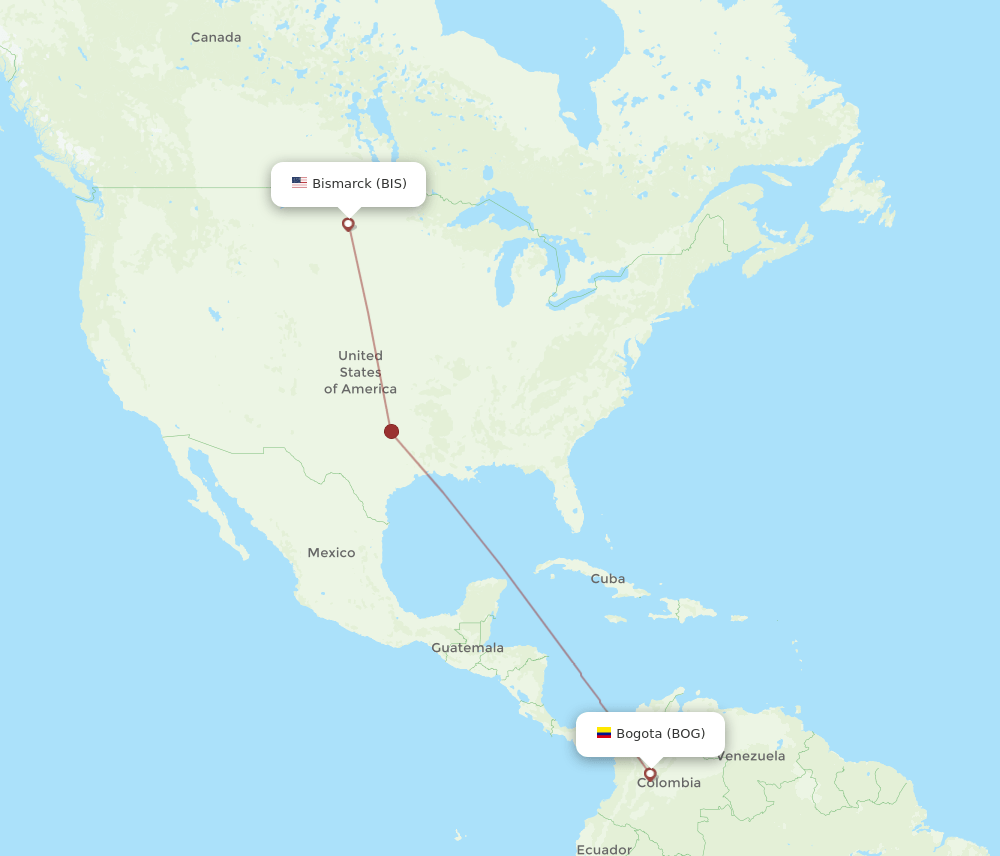 BOG-BIS flight routes