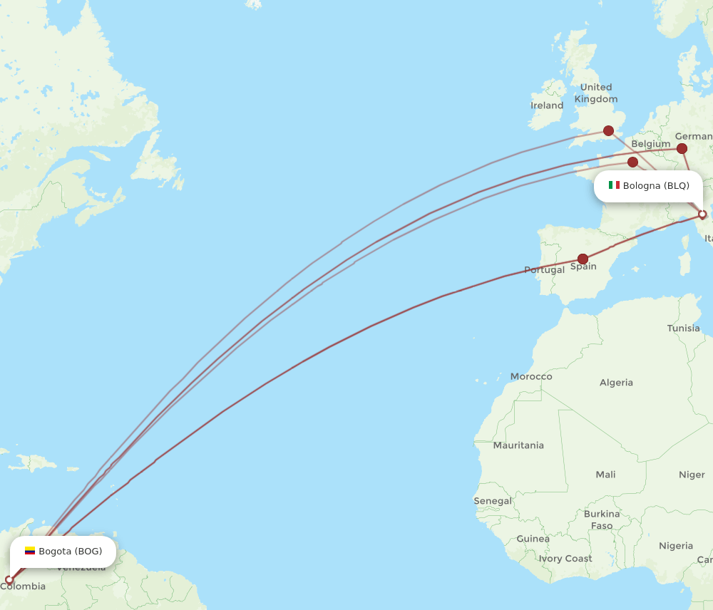 BOG-BLQ flight routes
