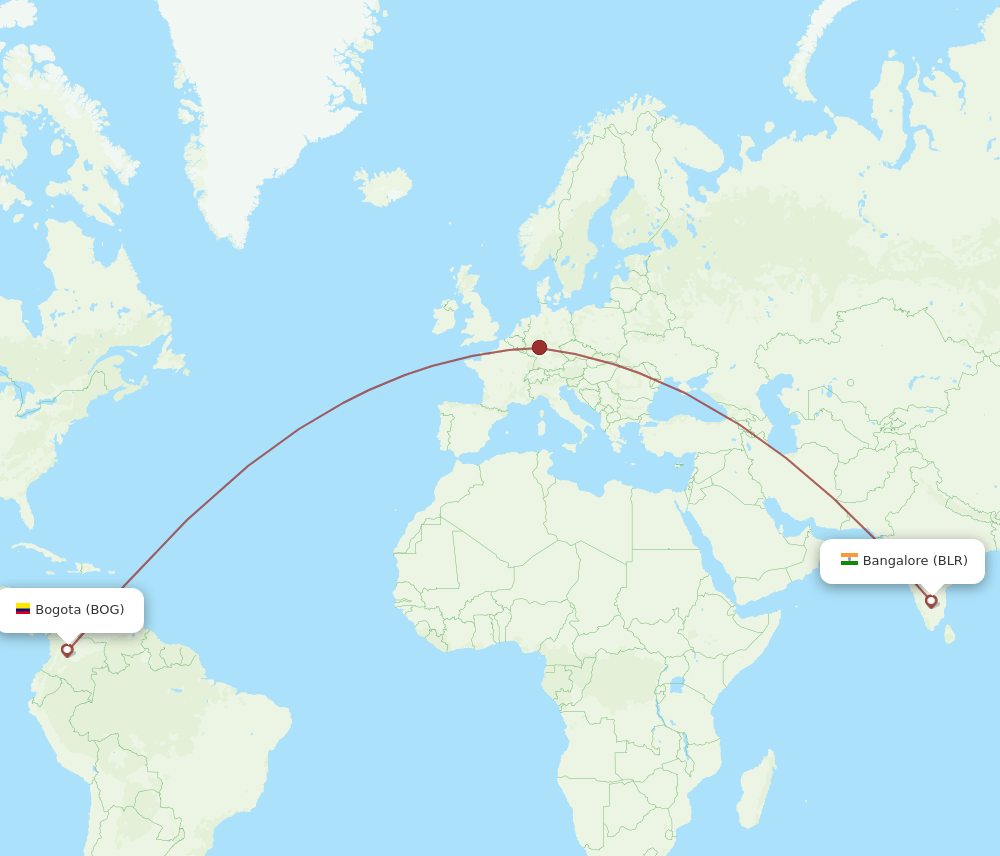 BOG to BLR flights and routes map