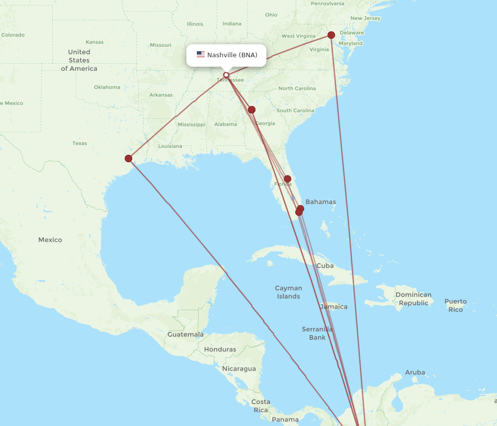 BOG-BNA flight routes