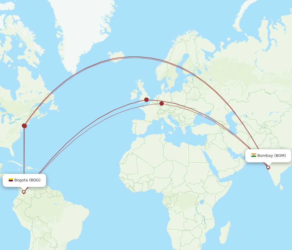 BOG-BOM flight routes