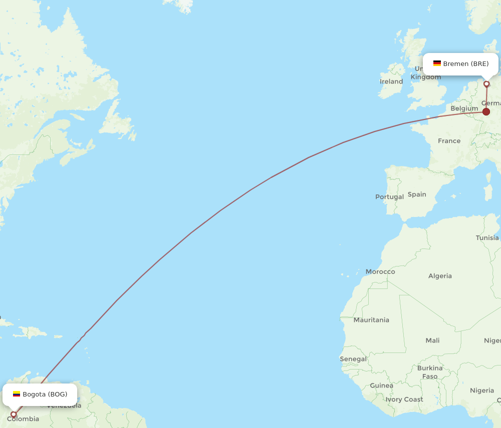 BOG-BRE flight routes