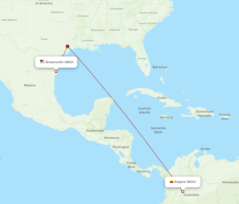 BOG-BRO flight routes