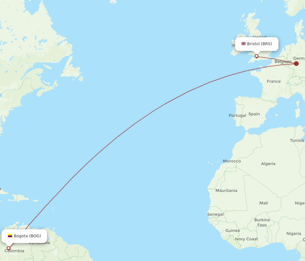 BOG-BRS flight routes